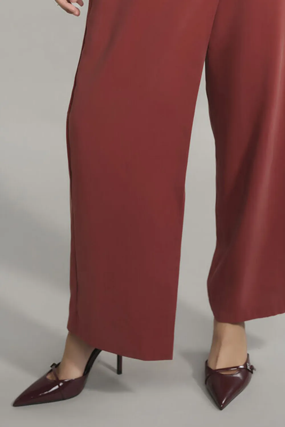 Rust Casual Style Wide-Leg Jumpsuit