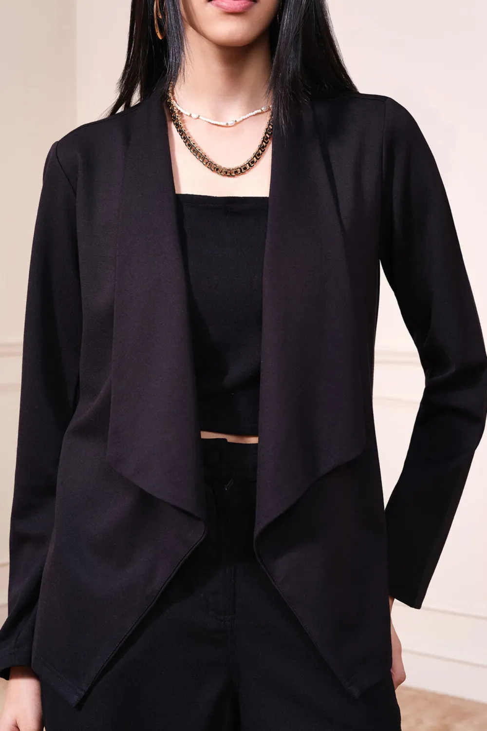 Black Long Sleeve Casual Style Jacket