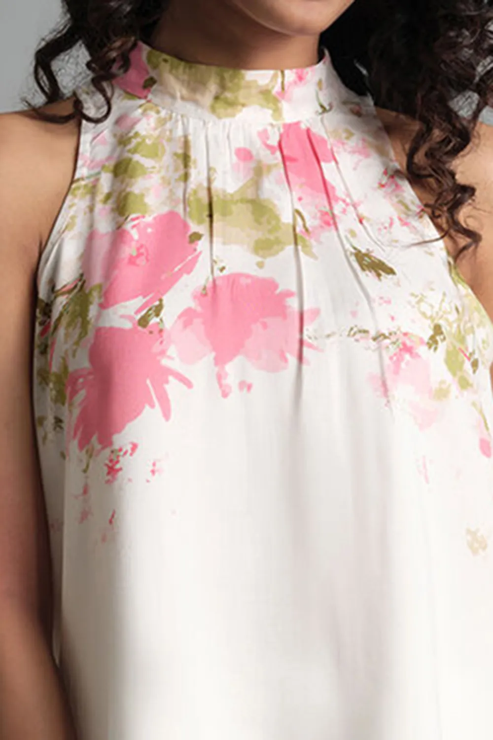 White Sleeveless Floral Top