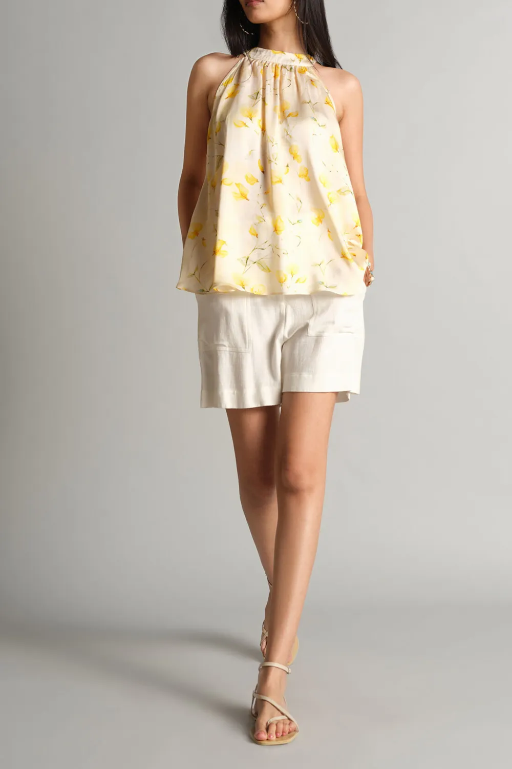 Halter Neck Yellow Bloom Top