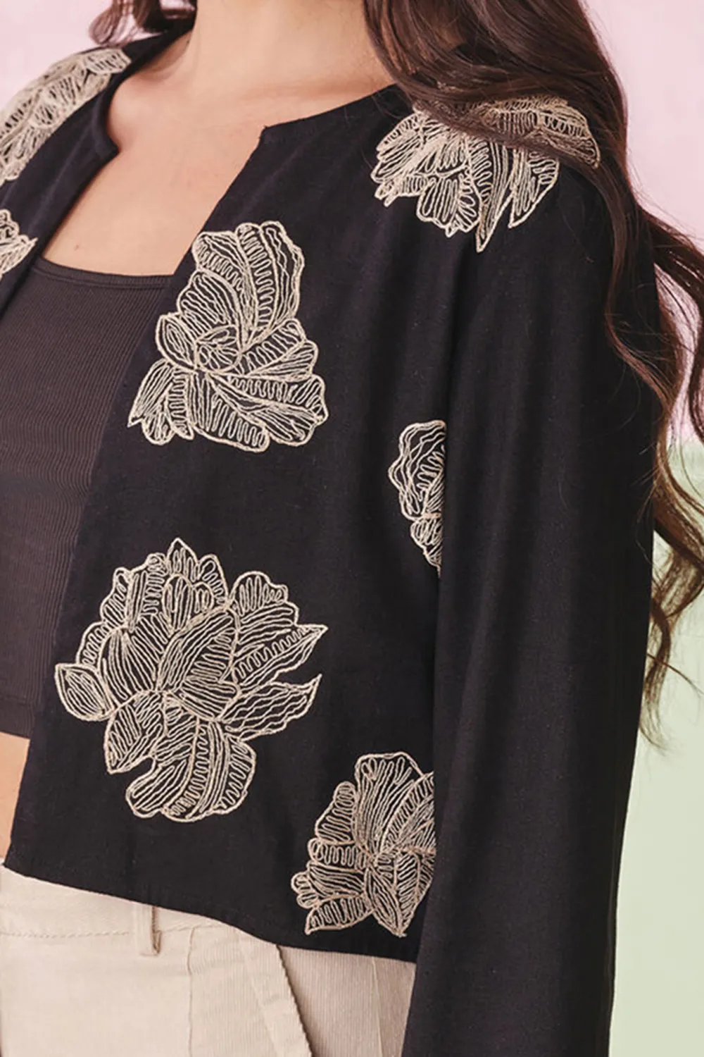 Black Viscose Casual Style Outerwear