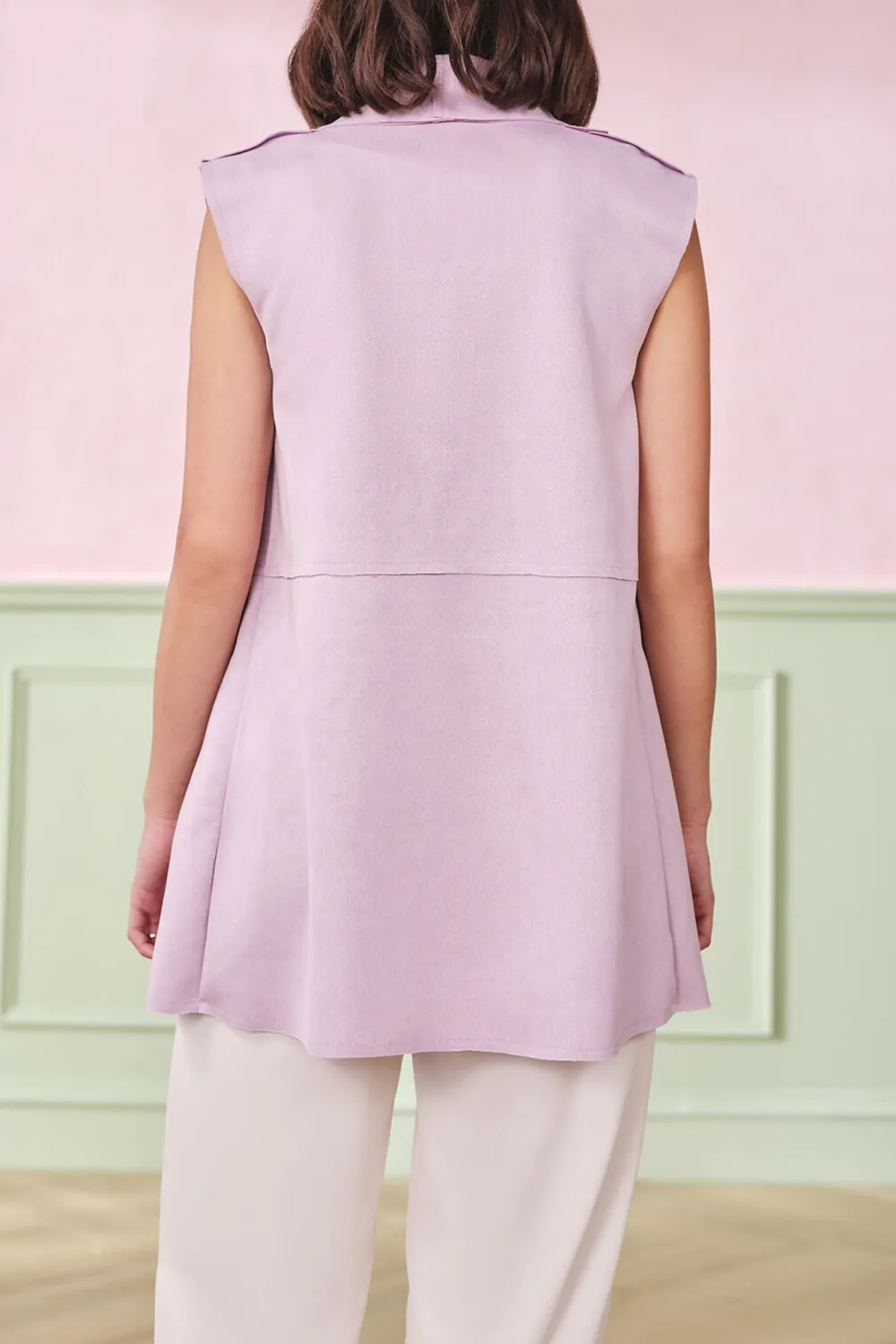 Lilac Sleeveless Casual Style Outerwear