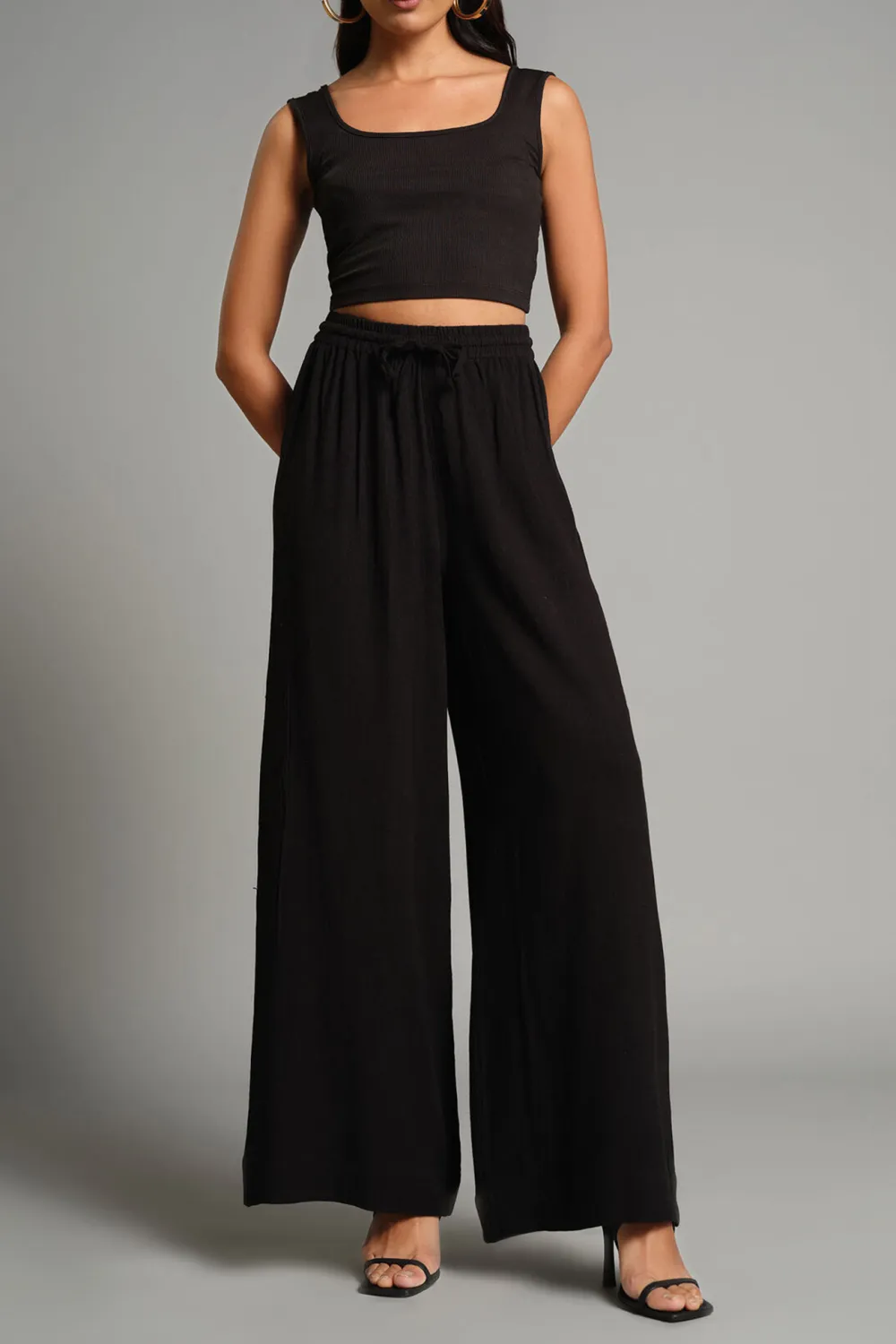 Casual Style Plain Wide-Leg Pants