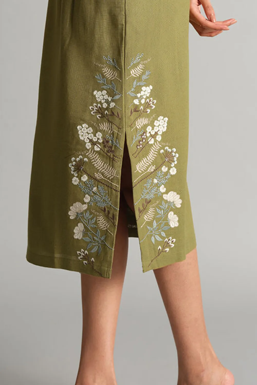 Olive Casual Style Skirt Set