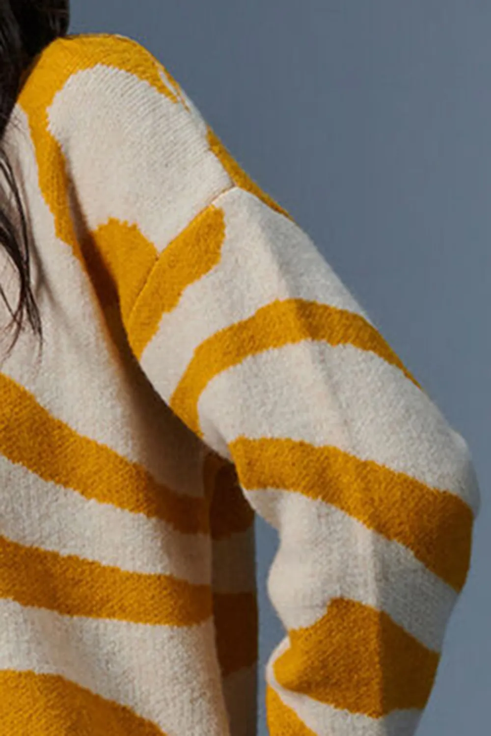 Yellow Long Sleeve Wave Sweater