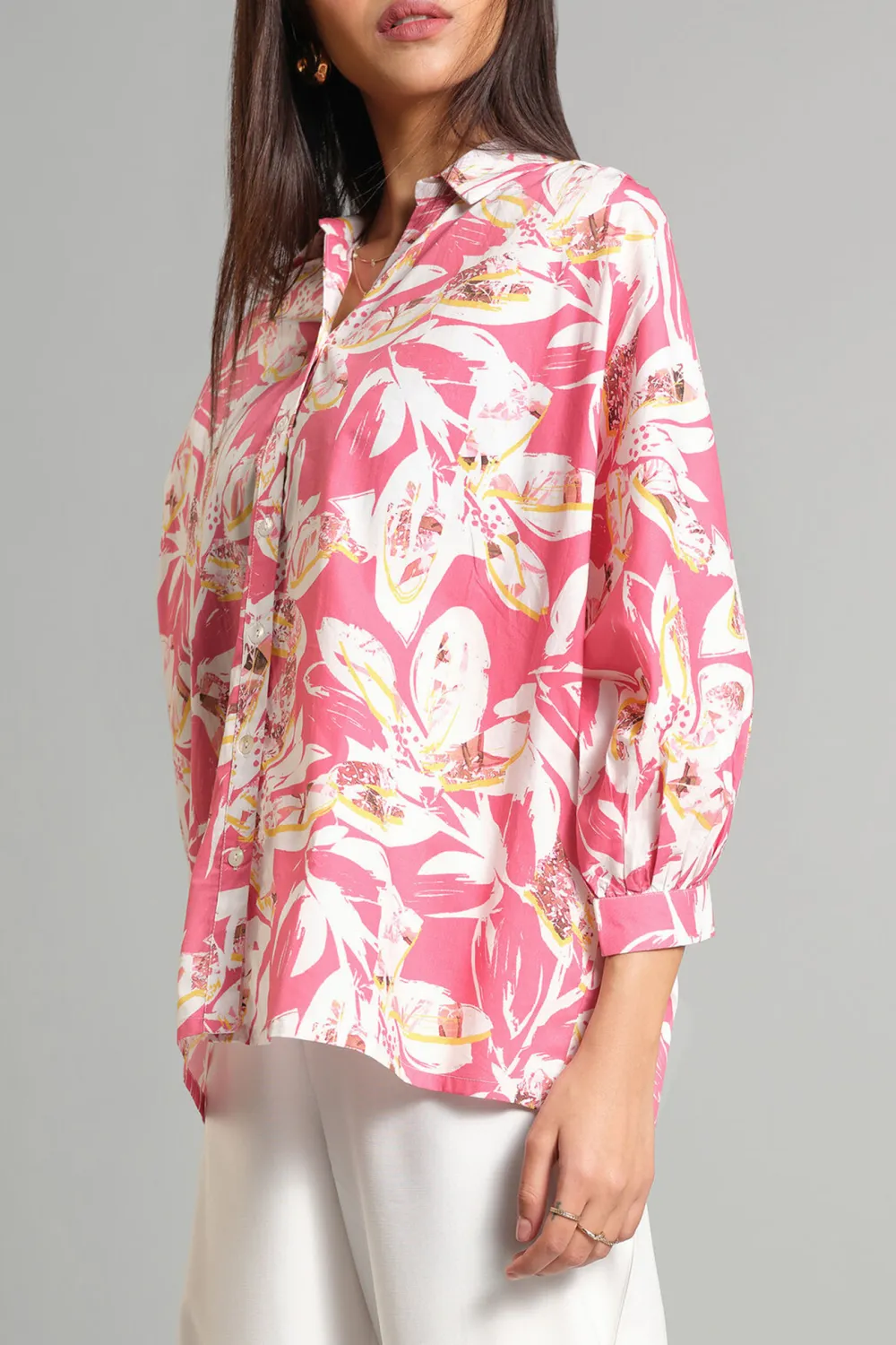 Long Sleeve Casual Style Pink Shirt