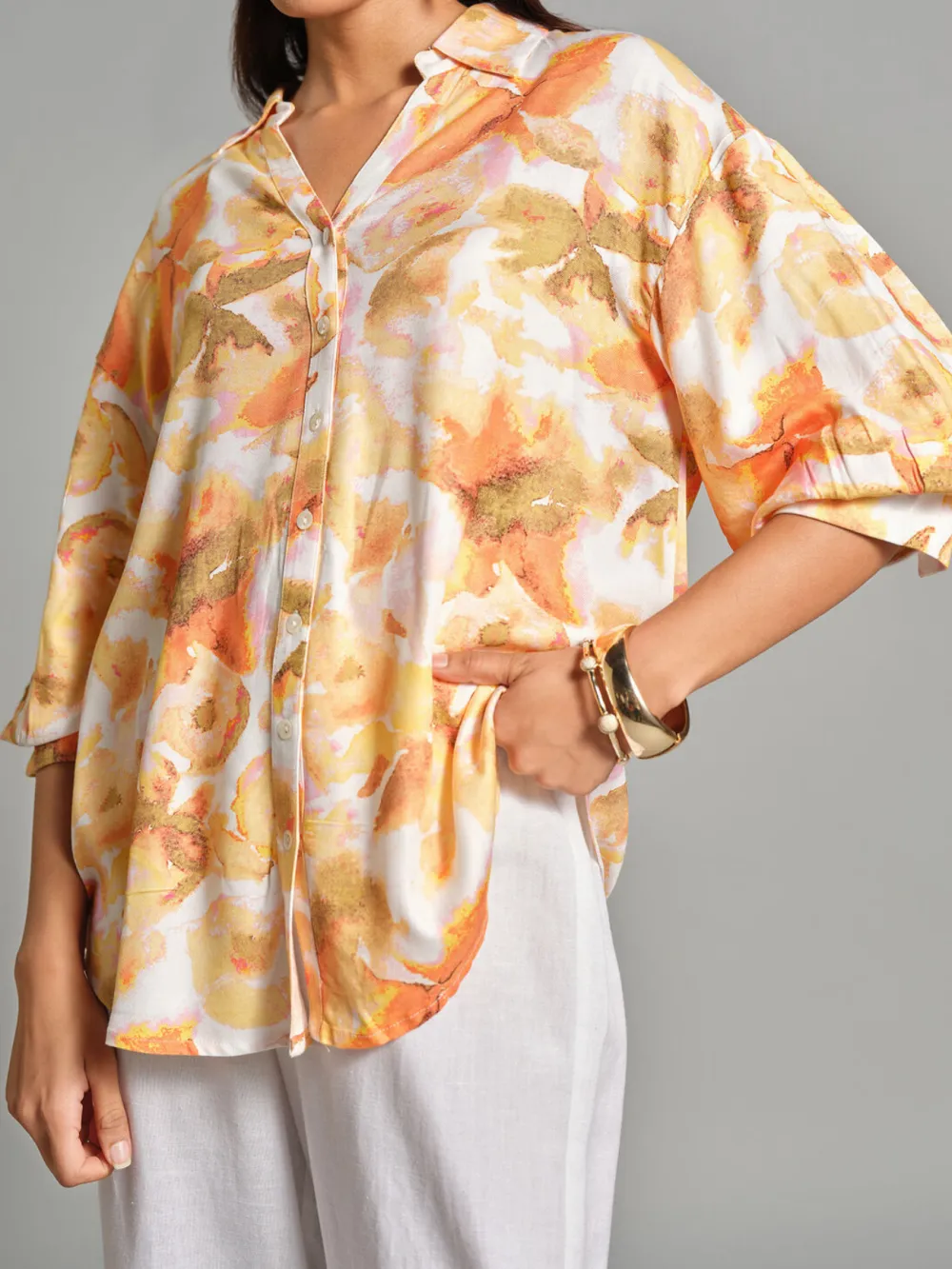 Casual Style Orange Shirt