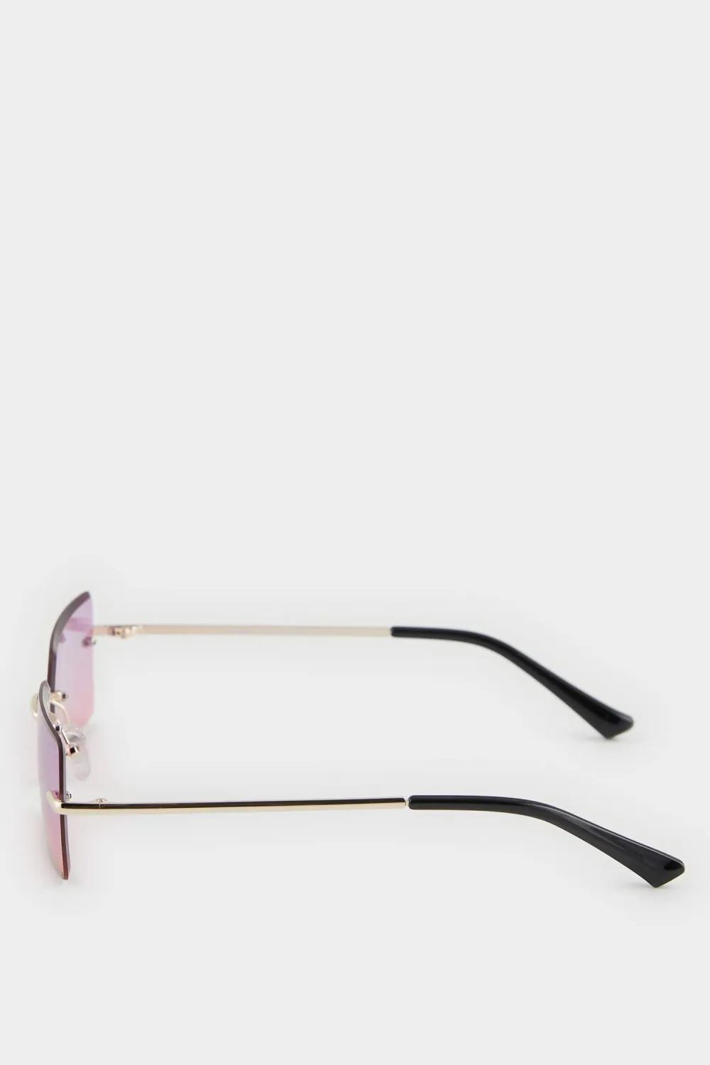 Pink-Lensed Metal Rimless Glasses