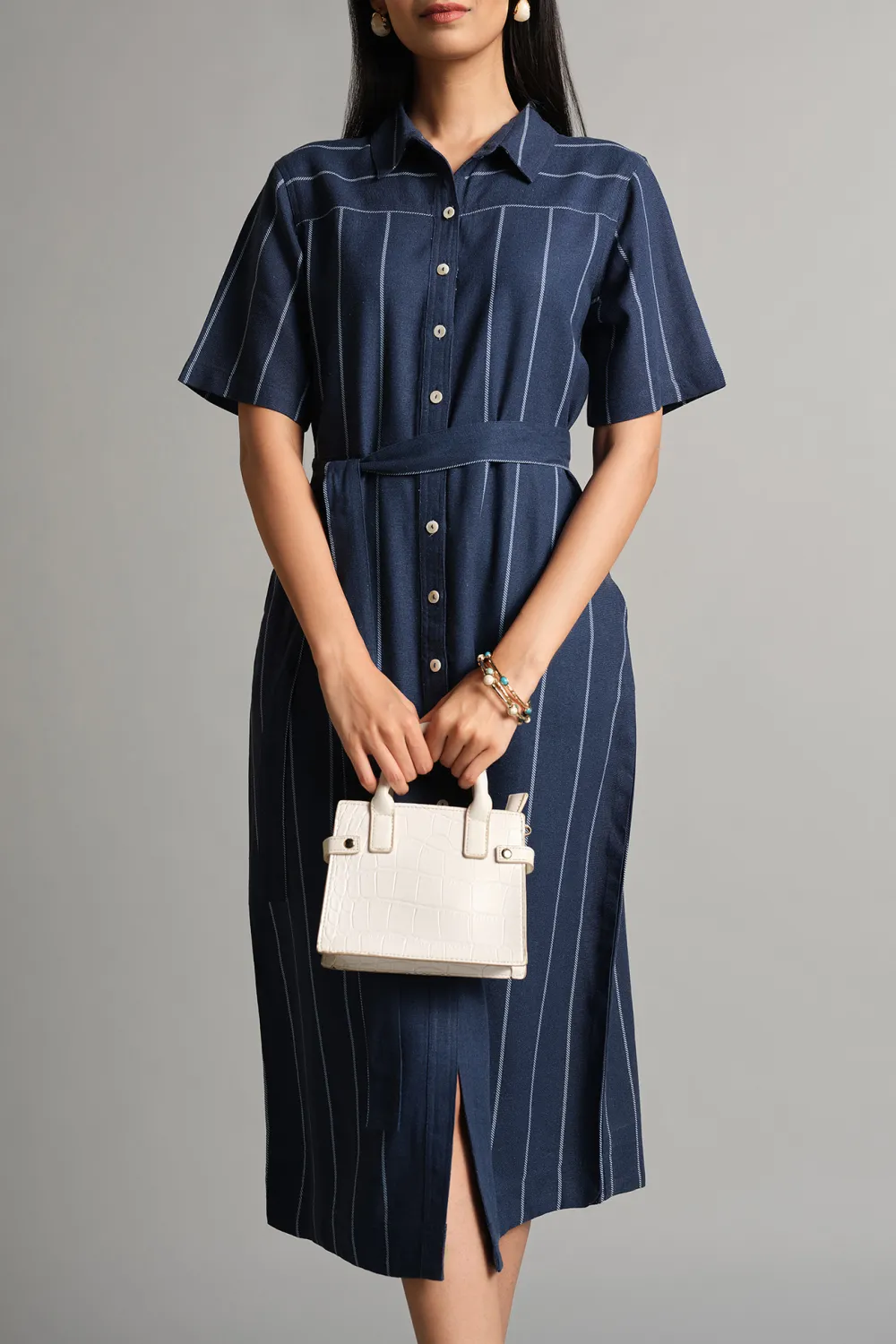 Casual Style blue Striped Dress