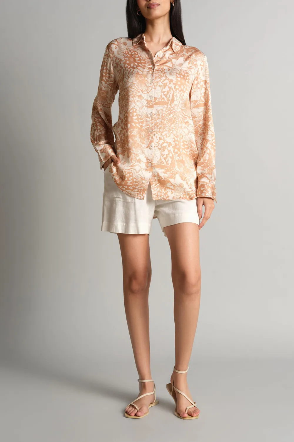 Beige Long Sleeve Casual Style Shirt