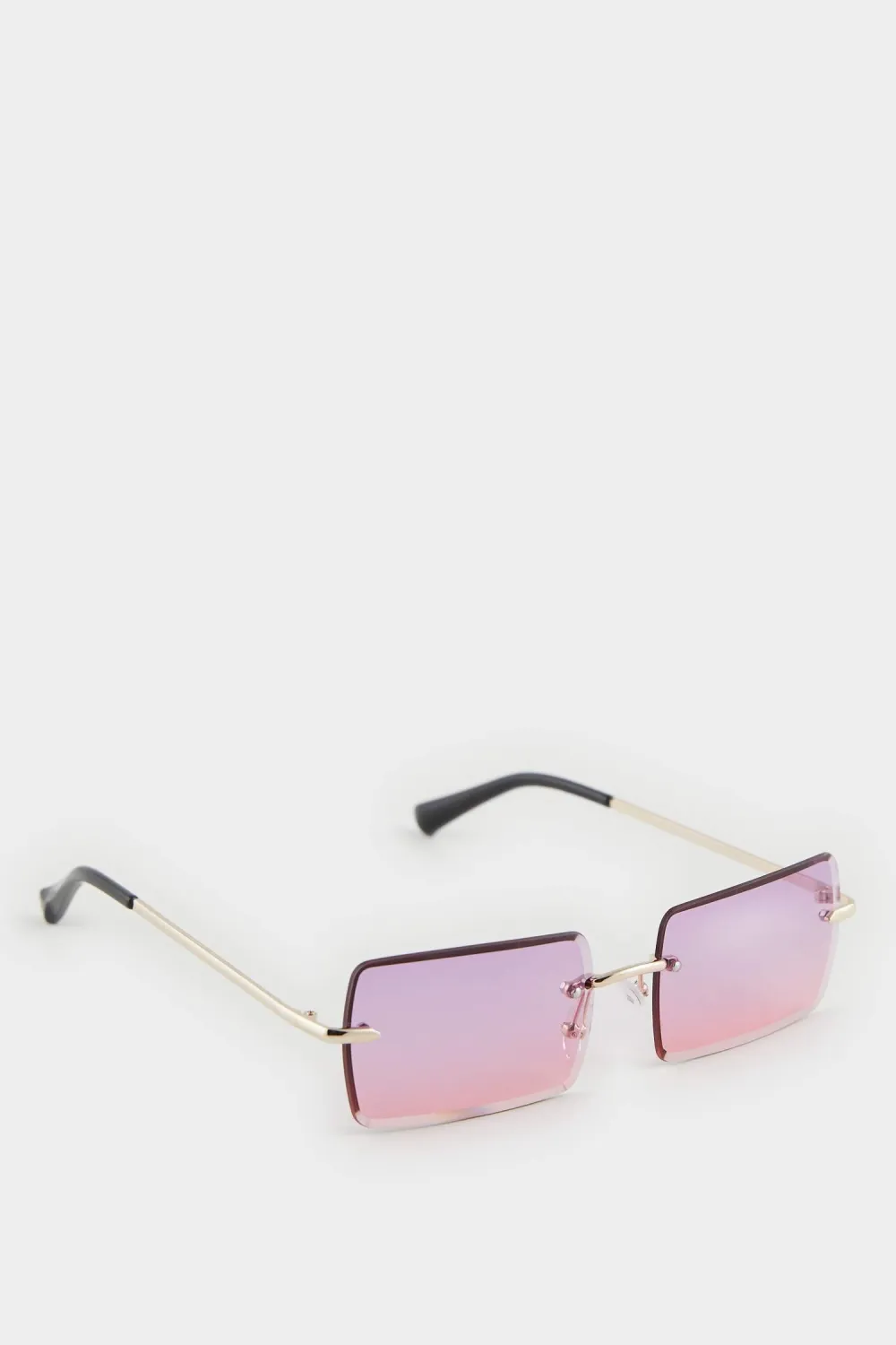 Pink-Lensed Metal Rimless Glasses