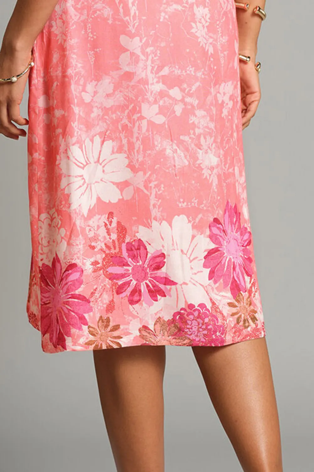 Casual Style Coral Blooms Dress