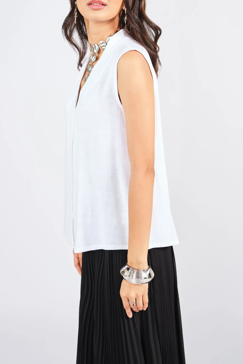 V-Neck Casual Style Plain Top